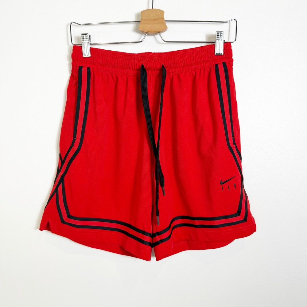 Nike Basketball Shorts Mens Small Red Dri-FIT Fly DH7325-657 Striped Mesh